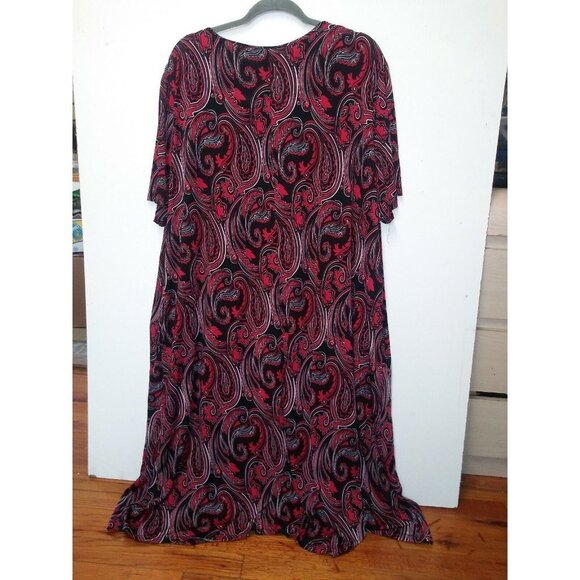 Lane Bryant Dress Plus Sz 2X Paisley red black Stretch Pockets Jumper Maxi dress - Picture 8 of 8